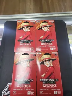 LOT OF 4 - One Piece Carrying On His Will OP-13 Sleeved Booster Packs NEW SEALED - Image 1