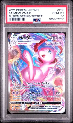 2021 Pokemon Sword & Shield Fusion Strike Mew VMAX #269 FA Secret PSA 10 GEM - Image 1
