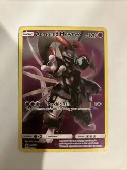 Pokemon TCG Armored Mewtwo Holo Black Star Promo SM228 Trash Condition - Image 1