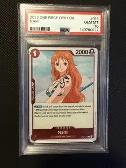 One Piece Romance Dawn Nami OP01-016 Foil Wave 1 PRE ERRATA - PSA 10 - Image 1