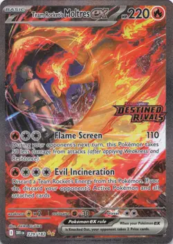 Pokemon TCG Team Rockets Moltres EX Destined Rivals Stamped Promo Card 229/182 - Image 1