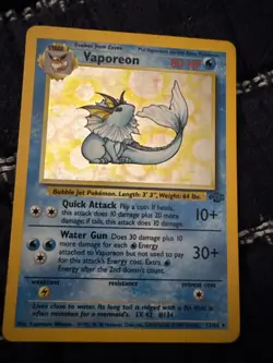 Pokemon TCG Vaporeon Holo Rare Card Jungle Set, MP Moderately Played, 12/64 - Image 1