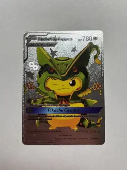 Pikachu Mega Rayquaza Tag Cosplay Silver Foil Fan Art Display Card NM/M - Image 1