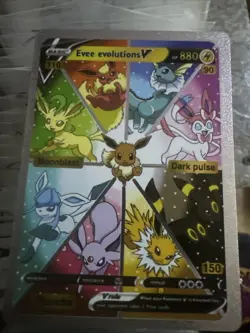 Eevee Evolution V Pokemon Silver🕺 Foil Fan Art Card - NM - Image 1