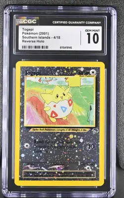 CGC 10 GEM MINT Togepi Southern Islands 4/18 Reverse Holo SWIRL Pokemon Card - Image 1