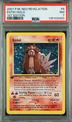 Pokemon Entei Neo Revelation 1st Edition Holo Rare #6 PSA 7 NM - Image 1