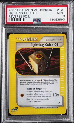 2003 POKEMON AQUAPOLIS #121 FIGHTING CUBE 01-REVERSE FOIL PSA 9 - Image 1