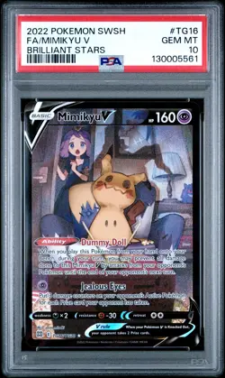 2022 POKEMON SWORD & SHIELD BRILLIANT STARS #TG16 FULL ART/MIMIKYU V PSA 10 - Image 1