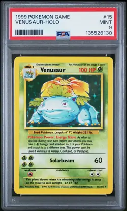 1999 POKEMON GAME #15 VENUSAUR-HOLO PSA 9 - Image 1