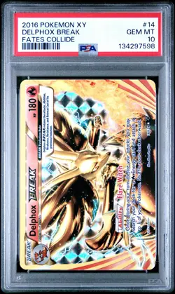 2016 POKEMON XY FATES COLLIDE #14 DELPHOX BREAK PSA 10 - Image 1