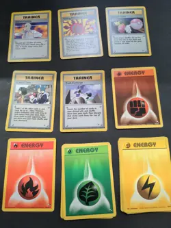 Pokemon 2001 Gym Heroes 13 trainer & energy cards, NM to LP - Image 1