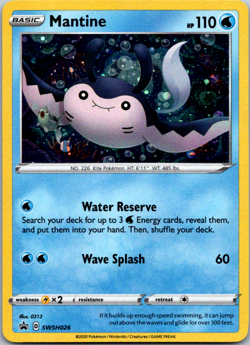 Pokemon MANTINE Black Star Promo Sword & Shield Holo SWSH026 NEAR MINT - Image 1
