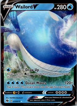 Wailord V - 013/073 Ultra Rare Champion’s Path NM Pokemon TCG Holo Foil SWSH - Image 1