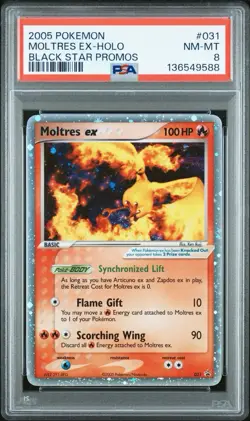 PSA 8 2005 POKEMON BLACK STAR PROMOS #031 MOLTRES EX HOLO NINTENDO LOW POP !! - Image 1