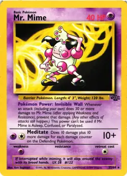 Pokemon TCG Mr. Mime 22/64 Jungle Set Unlimited Non-Holo Rare MP - Image 1