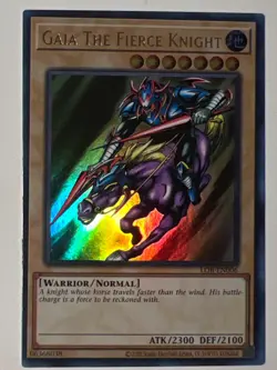 MISPRINT Yu-Gi-Oh! TCG Gaia The Fierce Knight LOB-EN006 25th NM miscut - Image 1