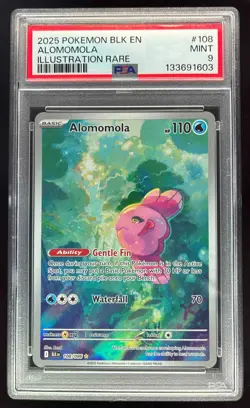 2025 Pokemon SV Black Bolt - BLK EN #108/086 Alomomola Illustration Rare PSA 9 - Image 1