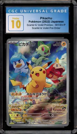 Pokemon Pikachu Scarlet/Violet Preorder Japanese Promo 001/SV-P CGC 10 Pristine - Image 1
