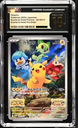 CGC 10 PRISTINE Pikachu 001/SV-P PROMO Scarlet Violet Pre Order Japanese Pokemon - Image 1