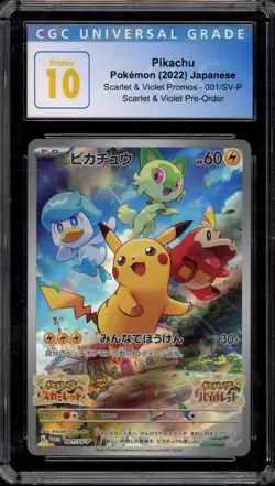 Pokemon Pikachu Scarlet/Violet Preorder Japanese Promo 001/SV-P CGC 10 Pristine - Image 1
