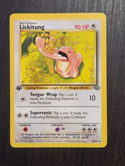 1st Edition Lickitung Jungle Pokemon Card LP 38/64 Uncommon - Image 1