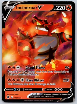 Incineroar V 08/73 (NM) Sword & Shield Champion's Path - Ultra Rare Pokemon TCG - Image 1