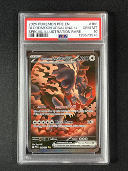 2025 Pokemon Prismatic Evolutions Bloodmoon Ursaluna ex #168 PSA 10 - Image 1