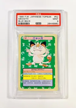 Pokemon Japanese Topsun Meowth Blue Back Psa 9 - Image 1