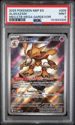 2025 POKEMON MEP EN-ME BLACK STAR PROMO #009 ALAKAZAM MEG ETB-MEGA GARDEVOIR PSA - Image 1