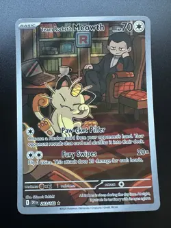 Team Rockets Meowth 203/182 Pokemon TCG Destined Rivals Illustration Rare Card - Image 1