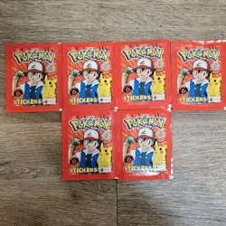 6x 1999 Topps Merlin Pokemon Stickers Series 1 Factory Sealed Booster Pack - Image 1