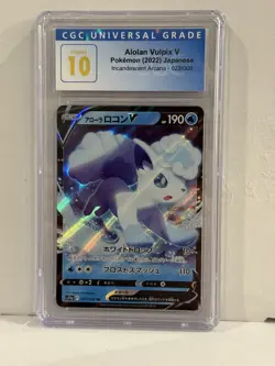 CGC 10 Pristine Alolan Vulpix V 022/068 Incandescent Arcana s11a Pokemon Card - Image 1