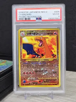 Pokemon Card TCG 2000 Japanese Neo 2 Charizard #006 Promo Reverse Foil PSA 4 - Image 3