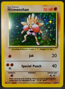 Hitmonchan 7/102 Base Set Holo Rare 1999 WotC VTG Pokemon NM Nice - Image 2