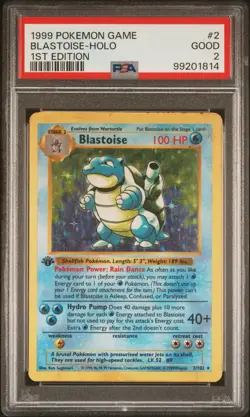 PSA 2 Blastoise 1st Edition Holo Shadowless Base Set #2 1999 Pokemon WoTC Good - Image 1
