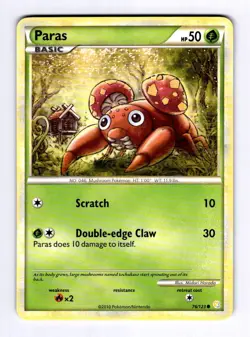 Paras HeartGold SoulSilver #76 (2010) Common NM Pokemon - Image 1