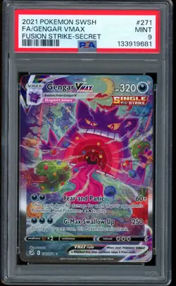 2021 Pokemon Gengar VMAX Fusion Strike Secret Rare Full Art #271 PSA 9 MINT - Image 1