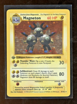 1999 Pokemon 1ST EDITION Game Base Set Magneton 9/102 Holo Foil Shadowless WOTC - Image 1