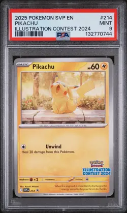 2025 POKEMON SVP EN-SV BLACK STAR PROMO ILLUSTRATION CONTEST 2024 PIKACHU PSA 9 - Image 1