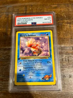 POKEMON 2000 Gym Heroes MISTY'S GOLDEEN 1st Edition #85 PSA 8 RARE - Image 1