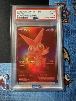 2025 POKEMON WHITE FLARE BLACK WHITE RARE #172 VICTINI PSA 9 - Image 1