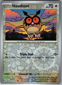 Hoothoot 114/142 Reverse Holo SV07: Stellar Crown - Pokemon Card - NM - Image 1
