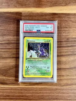 2000 Pokemon Neo Genesis 1st Edition Heracross #6 PSA 8 - Swirl - Image 1