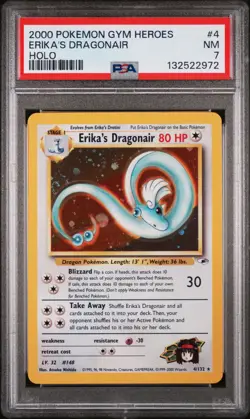 2000 POKEMON GYM HEROES HOLO #4 ERIKA'S DRAGONAIR PSA 7 - Image 1