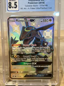 Pokemon TCG Rayquaza GX 177a/168 Alternate Art Hidden Fates CGC 8.5 Shiny - Image 3