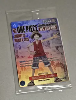 One Piece Monkey D. Luffy US Voyage College Basketball Promo Card Rutgers SEALED - Image 2