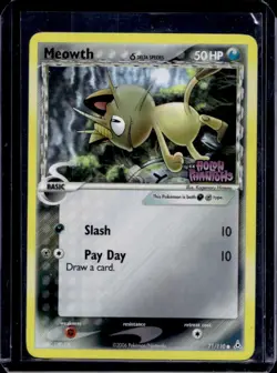 2006 Pokemon EX Holon Phantoms Meowth Reverse Holo #71 - Image 1