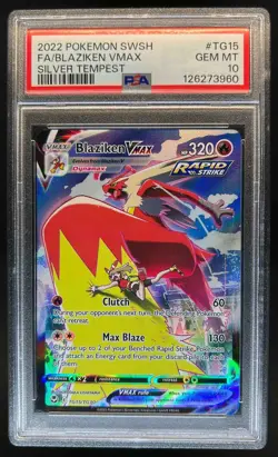 2022 Pokemon Silver Tempest Blaziken VM Trainer Gallery Holo #TG15/TG30 PSA 10 - Image 1