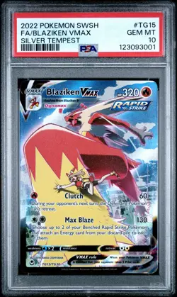 PSA 10 Blaziken Vmax Silver Tempest TG15/TG30 GEM MINT Graded Pokemon Card P1 - Image 1