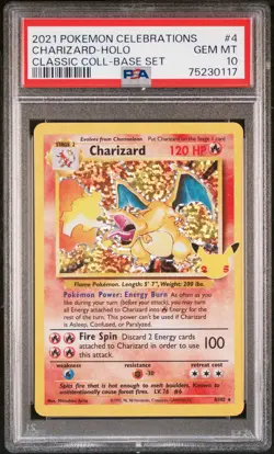 2021 POKEMON CELEBRATIONS CLASSIC COLL #4 CHARIZARD-HOLO PSA 10 - Image 1